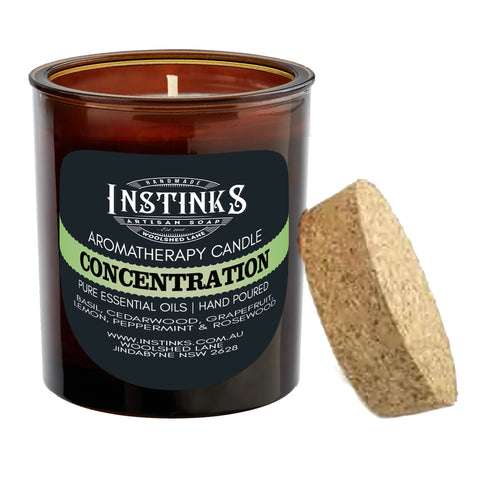 Concentration Amber Jar Candle - Basil, cedarwood, grapefruit, lemon, peppermint & rosewood