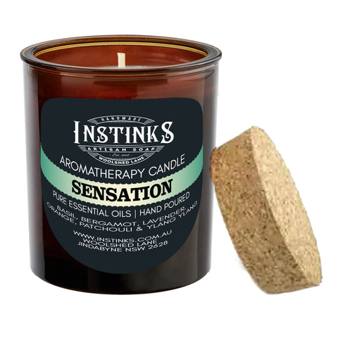 Sensation Amber Jar Candle - Basil, Bergamot, Lavender, Orange, Patchouli & Ylang ylang